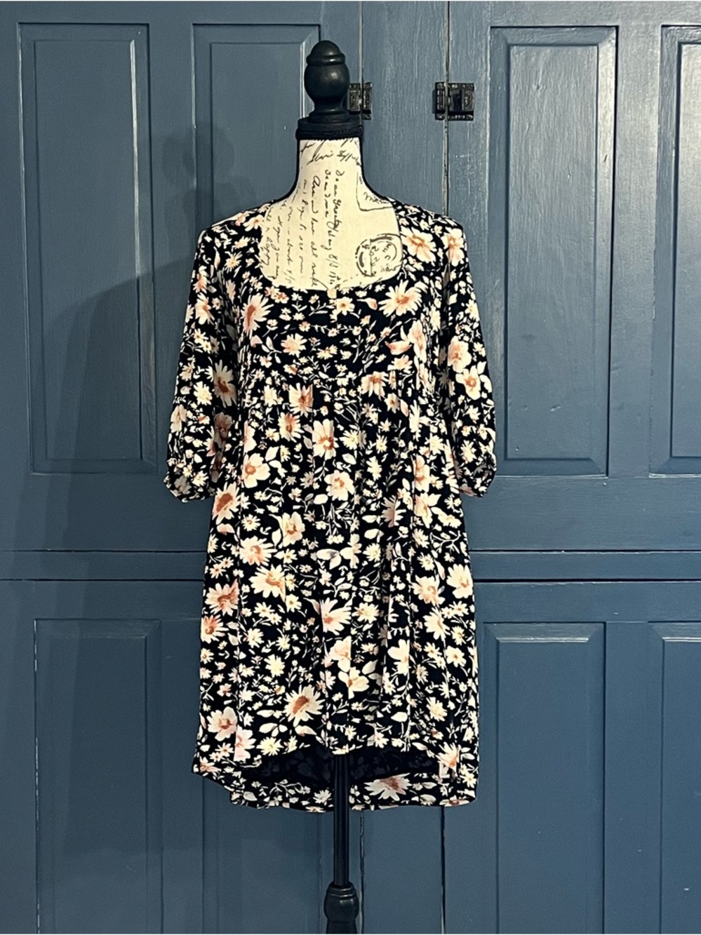 NWT American Eagle Outfitters Black and White Dress with Orange Floral Pattern